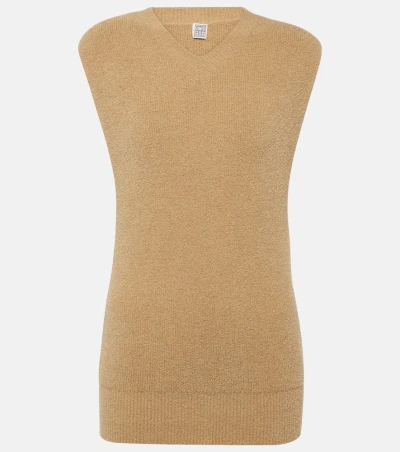 Totême Cotton-blend Terry Sweater Vest In Sand