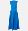 Totême Cotton Jersey Midi Dress In Blue