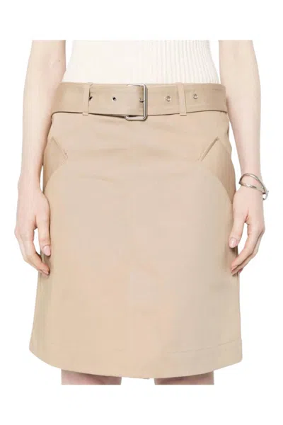 Totême Front-slit Belted Skirt In Beige