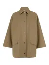 TOTÊME BEIGE OVERSHIRT JACKET WITH SNAP BUTTONS IN COTTON TWILL WOMAN