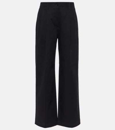 Totême Cotton Twill Wide-leg Pants In Black