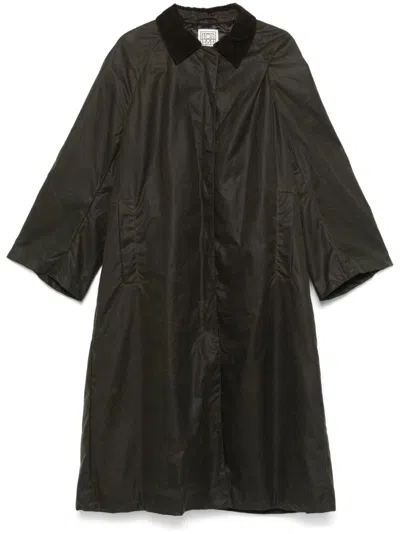 Totême Country Waxed Cotton Long Coat In Forest
