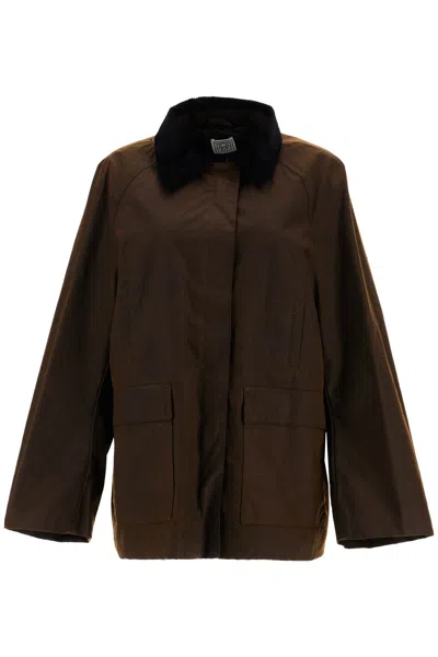 Totême Country Waxed Cotton Short Jacket In Brown