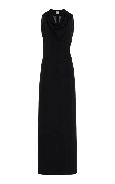 Totême Cowl-neck Crepe Maxi Dress In Black