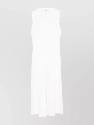 TOTÊME CREW NECK COTTON DRESS WITH CINCHED WAIST
