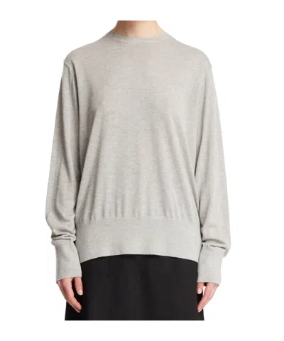 Totême Crew-neck Mélange Jumper In White