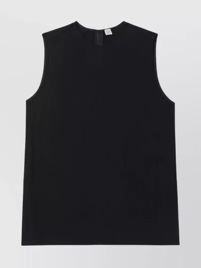 Totême Crew Neck Sleeveless Lightweight Fabric Top In Black