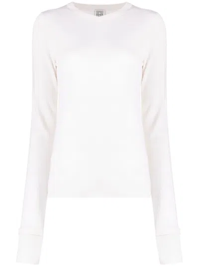 Totême Classic Long-sleeve Lyocell And Cotton T-shirt In White