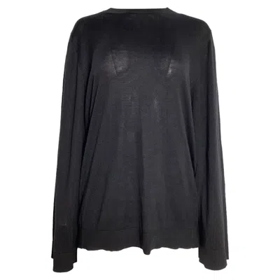 Totême Crewneck Knit Sweater In Black Silk