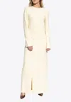 Totême Crewneck Long-sleeved Maxi Dress In Cream