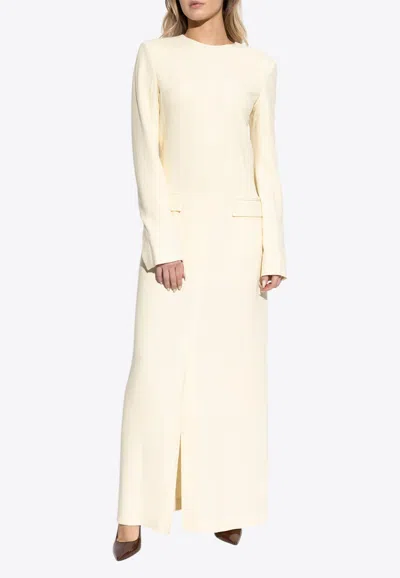 Totême Crewneck Long-sleeved Maxi Dress In Butter