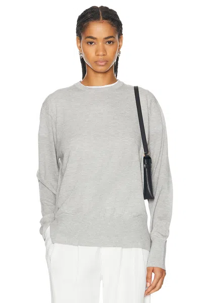 Totême Crewneck Silk Cashmere Knit Sweater In Grey Melange