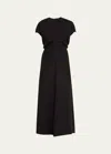 Totême Slouch Waist Viscose Midi Dress In Black
