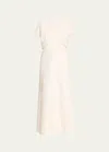 Totême Crinkle Slouch Waist Dress In Bleached Sand