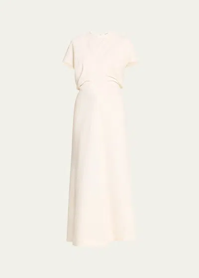 Totême Crinkle Slouch Waist Dress In Bleached Sand
