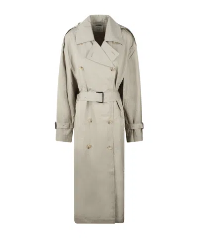 Totême Clay Crisp Cotton Blend Double-breasted Trench Coat In Neutral