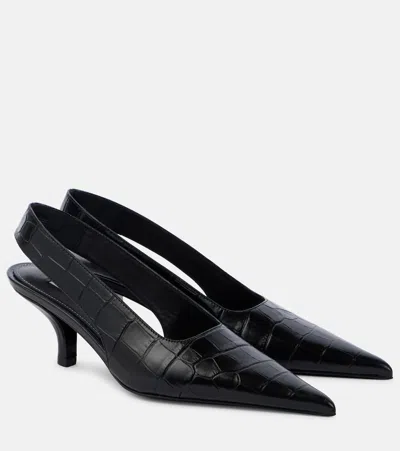 Totême Women's Calfskin Crocodile Effect Slingback Pump In Black