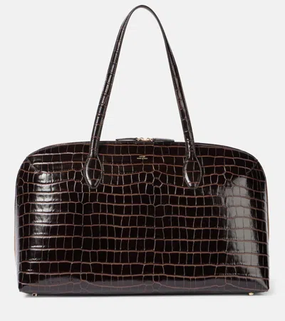 Totême Croc-effect Leather Tote Bag In Brown