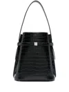 Totême Croc-embossed Belted Bucket Bag In Schwarz