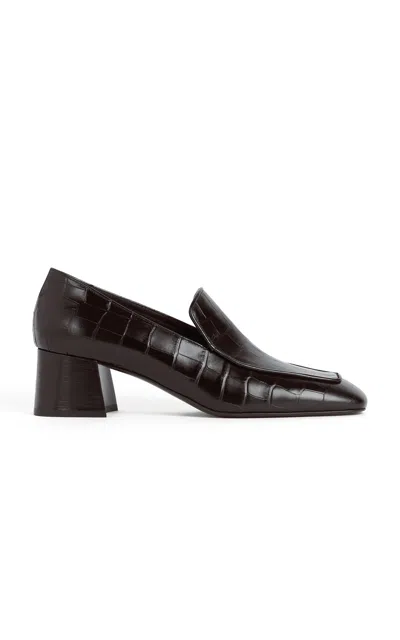 TOTÊME CROC-EMBOSSED LEATHER LOAFER PUMPS