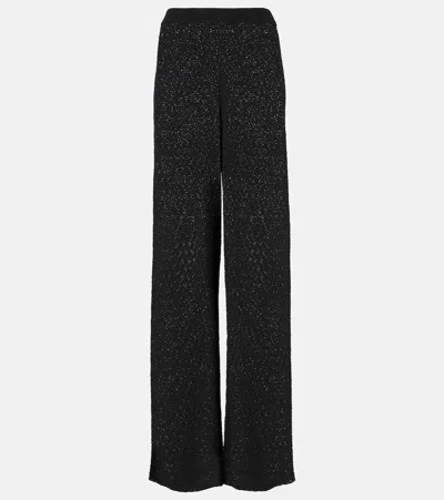 Totême Crochet High-rise Wide-leg Trousers In Black