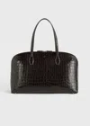 Totême Croco-embossed Day Tote Dark Chocolate In Dark Chocolate