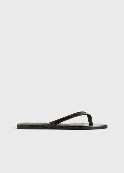 Totême Croco-embossed Flip Flops Dark Brown