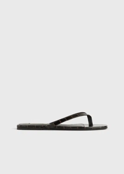 Totême Croco-embossed Flip Flops Dark Brown