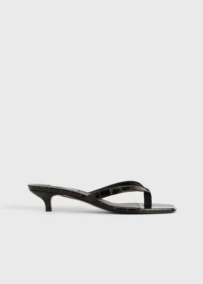 Totême Croco-embossed Heeled Flip Flops Dark Brown In Black