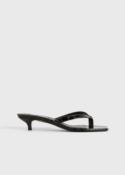TOTÊME CROCO-EMBOSSED HEELED FLIP FLOPS DARK BROWN