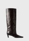 Totême Croco-embossed Wide Shaft Boots Dark Brown In Dark Brown Croco