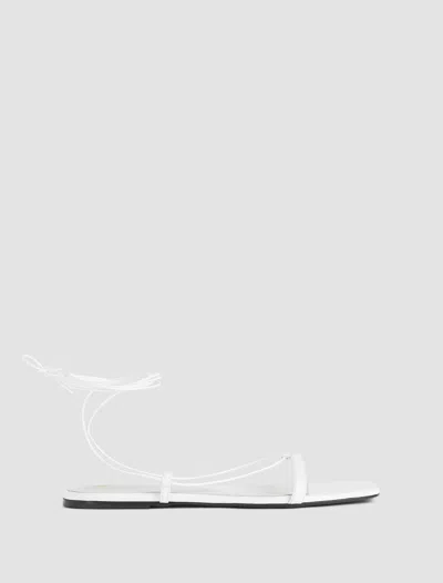 Totême 5mm Croc Embossed Leather Flat Sandals In White