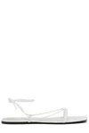 Totême The Croco Lace-up Leather Sandals In White