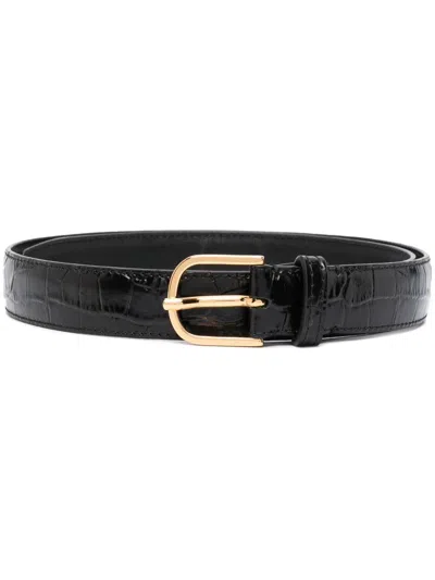 Totême Crocodile-effect Leather Belt In Black