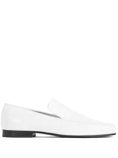 Totême Crocodile-effect Leather Loafers In White