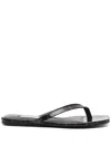 Totême Croc-effect Leather Flip Flop Sandals In Black