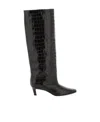 Totême Brown Croco-embossed Wide Shaft Tall Boots In Black