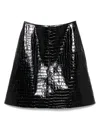 Totême Croc-effect Leather Miniskirt In Black