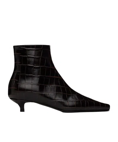 Totême Crocodile-striped Boots In Dark_brown_034