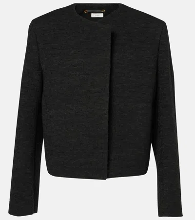 Totême Cropped Bouclé Jacket In Black