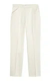 Totême Cropped Cotton-blend Straight-leg Pants In Ivory