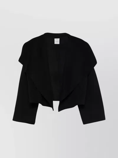 Totême Cropped Draped Collared Blazer Pockets In Black