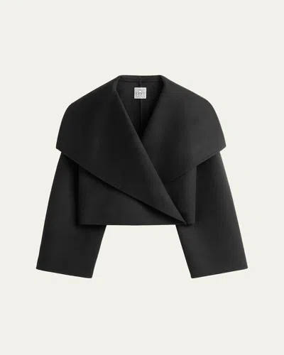 Totême Cropped Signature Double Wool Jacket In Black