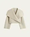 Totême Cropped Signature Double Wool Jacket In Light Beige