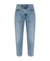 Totême Toteme Twisted Seam High Waist Straight Leg Jeans In Blue