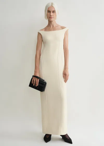 Totême Curved Off-shoulder Dress Eggnog