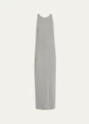 Totême Ribbed Organic Cotton-blend Jersey Maxi Dress In Open Grey