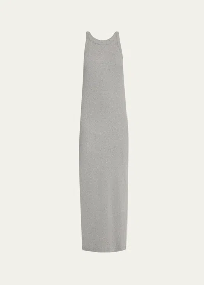 Totême Curved Rib Knit Tank Dress In Grey Melange