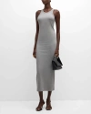 Totême Ribbed Organic Cotton-blend Jersey Maxi Dress In Open Grey