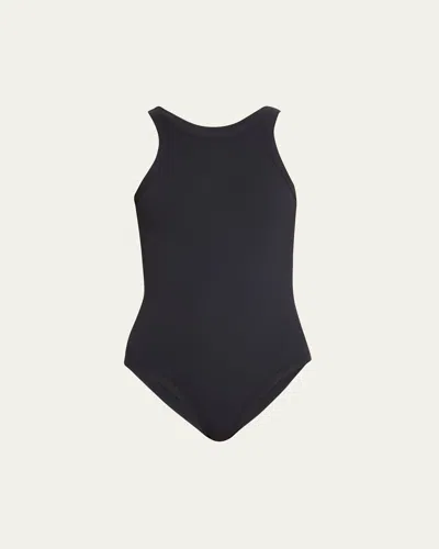 Totême Curved Rib One-piece Swimsuit In Anthracite